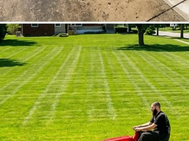 A freshly mowed, striped lawn at a Niagara home